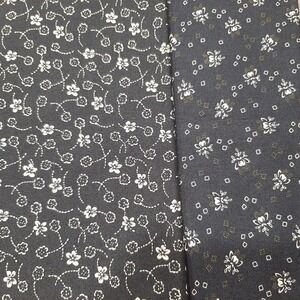 Navy Blue Floral Tonal RJR Cotton Fabrics Two Patterns 1 Yard Each